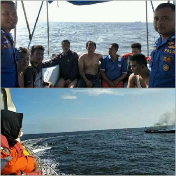 Kapal terbakar ditengah laut (ist)