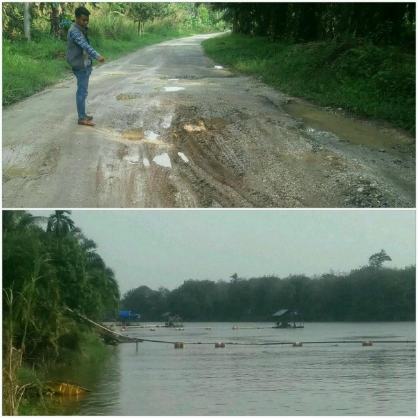 Salah seorang anak negeri Desa Lubuk Siam Kecamatan Siak Hulu Mashari menunjukan beberapa titik Jalan Rusak dampak pertambangan galian C (F:Toni) Salah seorang anak negeri Desa Lubuk Siam Kecamatan Siak Hulu Mashari menunjukan beberapa titik Jalan Rusak dampak pertambangan galian C (F:Toni)