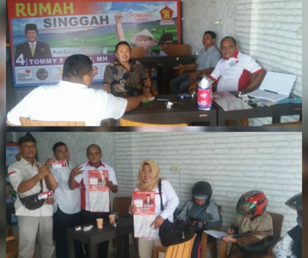 Tommy F Ganih tampak berbaur dengan massa yang datang ke Rumah Singgah Prabowo - Sandi di Pekanbaru