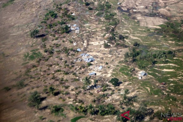 Foto udara tanah likuifaksi usai gempa bumi di Palu dan Donggala. 