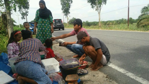 Pedagang Ikan Pantau Dipinggir Jalan Lintas Pekanbaru-Taluk Kuantan ...