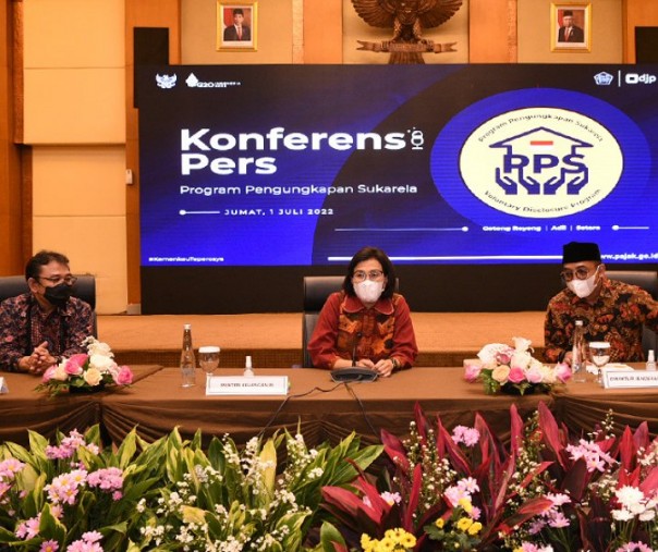 Menkeu Sri Mulyani mengumumkan pencapaian PPS, Jumat (1/7/2022). Foto: Kemenkeu. 